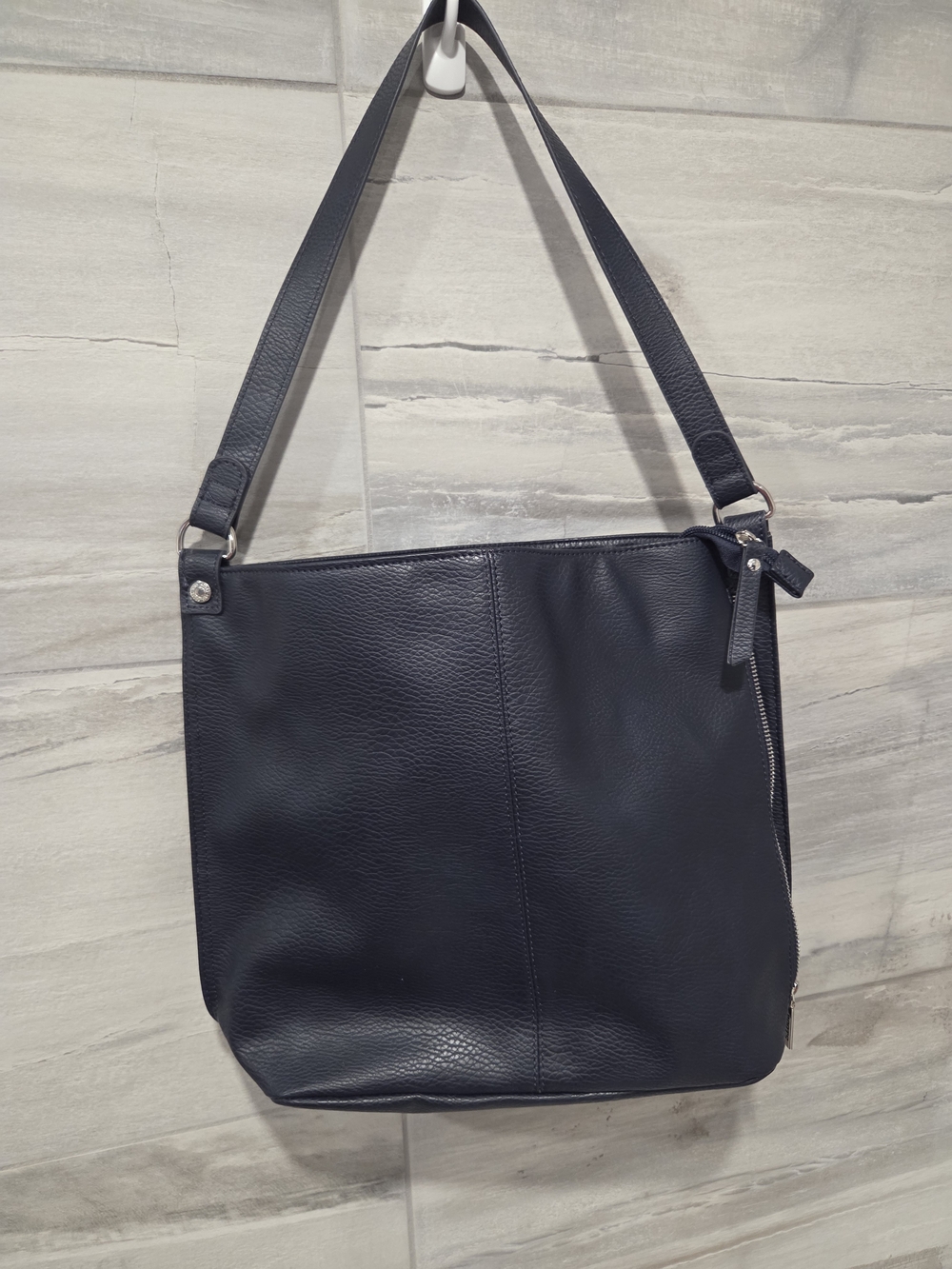 Roots Navy Pebbled Faux Leather Shoulder Bag